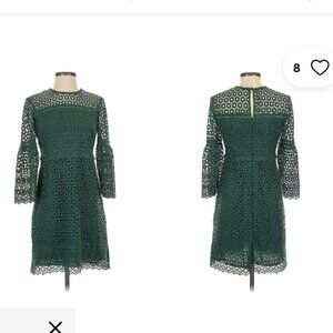 J. Crew Green Long Sleeve Lace Dress